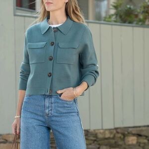 Sezane Betty Cardigan Sage Green